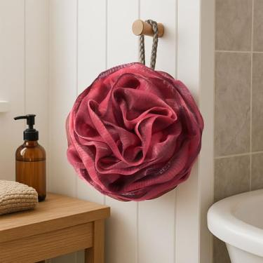 Imagem de Loofah para mulheres, esponja de banho de 70 g, esponja de bucha de malha macia, esfregão de chuveiro para limpeza diária do corpo, vinho