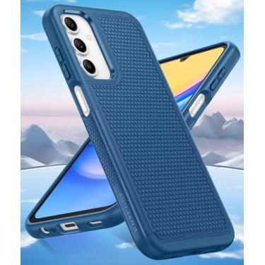 Imagem de Capa protetora de camada dupla leve para Samsung Galaxy A15 4G/5 com traseira texturizada antiderrapante para celular militar - Capa protetora fina e resistente à prova de choque (azul)