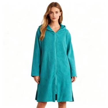 Imagem de Poncho de toalha Weecreeture com zíper com capuz XL Deep Lagoon