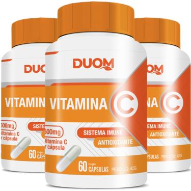 Imagem de COMBO 3 VITAMINA C 500MG 60 CAPS CADA TOTAL 180 CAPS - DUOM