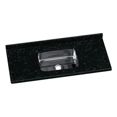 Imagem de Pia De Cozinha Mármore Sintético 120x55cm Com Cuba Aço Inox Multimóveis CR20472 Preto