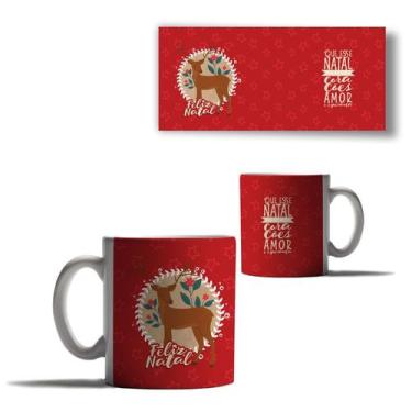 Imagem de Caneca Porcelana Natal Bichinhos Rena do Papai Noel Mensagem - Enjoy S