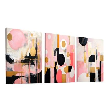 Imagem de Conjunto De Quadros Trio Abstract Pink Light -- Br Artes