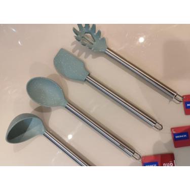 Imagem de Kit de utensílios 4pçs em silicone DUO, Concha, Colher, Espátula e Peg