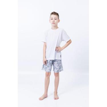 Imagem de Bermuda Menino Infantil Juvenil de Tactel Estampado Secagem Rápida - N