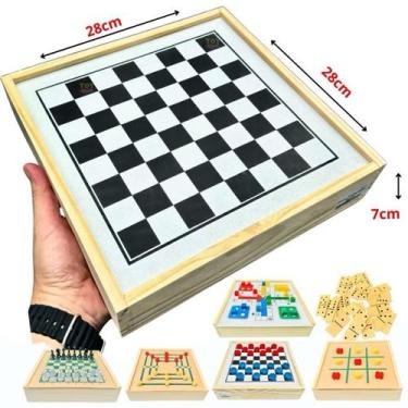 Imagem de 6 jogos em 1 - Trilha Madeira, Dama Madeira, Ludo Madeira, Jogo da Vel