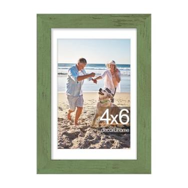 Imagem de decorUhome Porta-retrato 10 x 15 cm, exiba imagens de 9 x 12 cm com tapete ou 10 x 15 cm sem tapete, moldura de parede e mesa, verde rústico, 1 pacote
