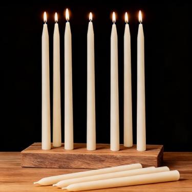 Imagem de AGLARY Pacote com 10 velas brancas de cera de abelha pura, 30,5 cm, sem cheiro com mechas de algodão – Caixa de papel reciclável purificadora de ar.