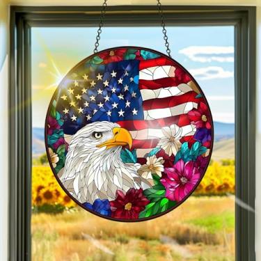 Imagem de Apanhador solar de acrílico colorido, decoração de janela suspensa de águia, arco-íris, para sala de estar, quarto, varanda, interior e exterior, jardim, enfeites de Natal, 19 x 19 cm