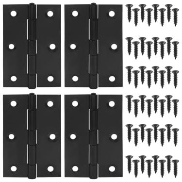 Imagem de BokWin Pacote com 4 dobradiças pretas de 7,6 cm, dobradiças pretas para móveis, portas, janelas, tampas e baús de aço inoxidável, operação suave e silenciosa, fácil instalação