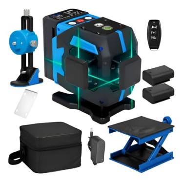 Imagem de Nível a Laser Profissional 3D Exbom FEPRO-NL1200, 12 Linhas, Autonivelante, Preto/Azul, Alcance 30m, Com Controle Remoto e 2 Baterias
