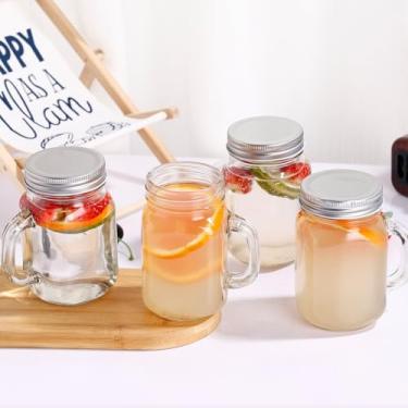 Imagem de Jarsoph Pacote Com 4 Potes De Vidro 473 Ml Alça E Tampa, Recipiente Boca Larga Para Preparação Refeições, Geleias, Mel, Molhos, Lembrancinhas Casamento, Faça Você Mesmo Chá Bebê