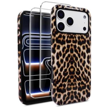 Imagem de J.west Compatível com iPhone 17 Pro Max Case de 6,9 polegadas com 2 protetores de tela de vidro temperado fofo animal leopardo capa híbrida para mulheres, capas protetoras de telefone vintage guepardo