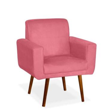 Imagem de Poltrona Anitta Vit Decor em Suede Bege com Pés Palito  Confortável e 