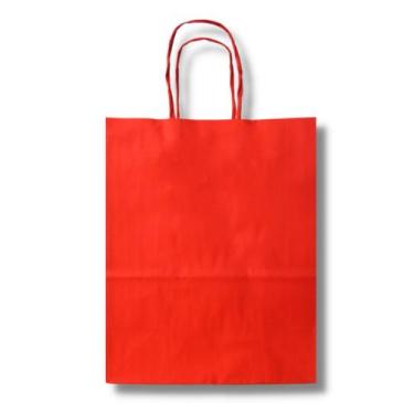 Imagem de Kit 40 Unidades Sacola Vermelha 17,5x8,5x21,5cm Embalagem Reforçada Pr