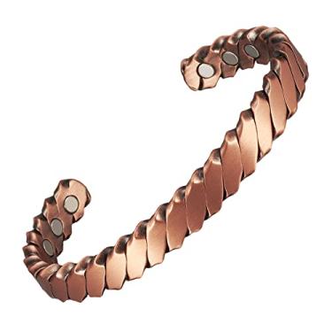 Imagem de EnerCoppeX Pulseira magnética de cobre para mulheres - Joias Detox com ímã Gauss 3500, pulseira ajustável (Tipo-5), Couro