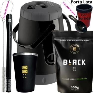 Imagem de Kit Completo Tereré Garraga Pávia + Black Erva Mate + Copo Térmico de 