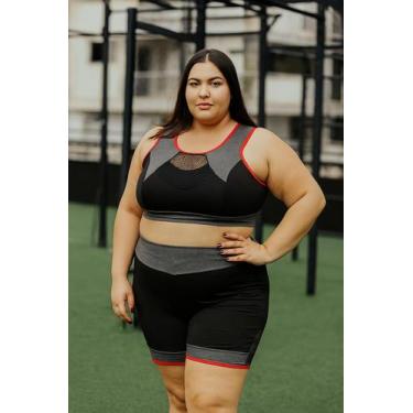 Imagem de Conjunto Feminino Academia Roupa De Ginastica Plus Size - WM, G1, Pret