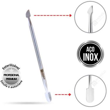 Imagem de Espátula Unha Cutícula Manicure Raspador Empurrador Profissional Inox 