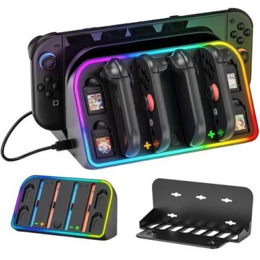 Imagem de Suporte De Parede LED Para Nintendo Switch 2 e Joycon Carregador Base 