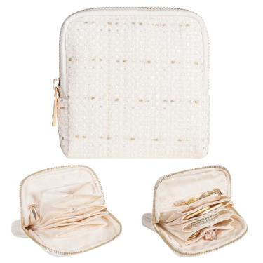 Imagem de Enthralite Estojo de joias de viagem para mulheres: caixa pequena para colar de brinco de anel - Mini organizador para mulheres de 15 a 45 anos (branco)