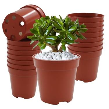 Imagem de verkelly Pacote com 50 mini vasos de plantas de plástico de 5 cm com orifícios de drenagem - Pequenos vasos redondos para mudas de berçário ideais para iniciantes de mudas