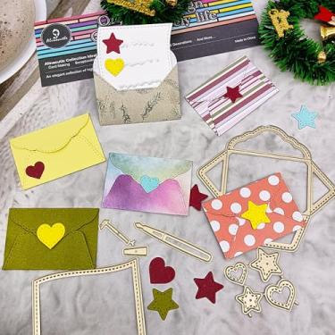 Imagem de Alinacutle Cut Dies, caixa de sombra/bilhete/placa de fundo de estrela, corte de metal cortado para embalagem de presentes, artesanato de papel artesanal, faça você mesmo, festival de aniversário