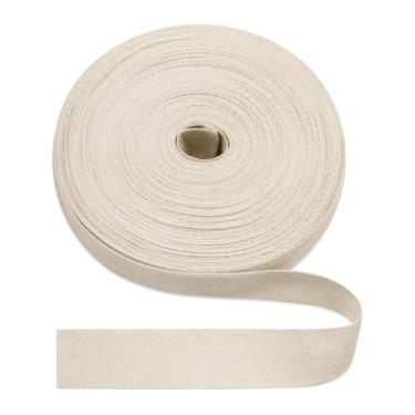 Imagem de Fita de sarja bege 100% algodão natural 22 jardas 1,2 polegadas fita de viés de espinha de peixe rolo de fita para avental costura artesanato de costura de vestidos (bege tarja, 3 cm 22 jardas)