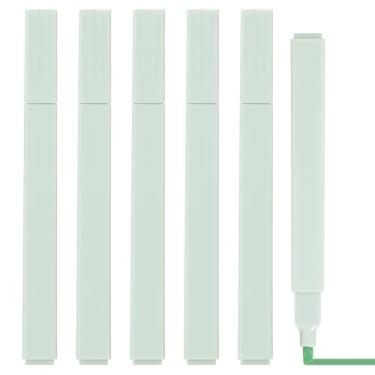 Imagem de PATIKIL Marcador estético, pacote com 6 canetas marcadoras de ponta larga à base de água, quadradas, coloridas, materiais de estudo para escritório, diário, uso doméstico, verde gelo