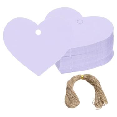 Imagem de PATIKIL Etiquetas de presente com cordão, 200 peças de etiquetas de papel em branco em forma de coração etiquetas de embrulho de presente com barbante de juta para lembrancinhas de festa de