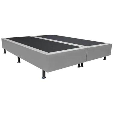 Imagem de Base Box Queen Bipartido Branco Suede 38x158x198