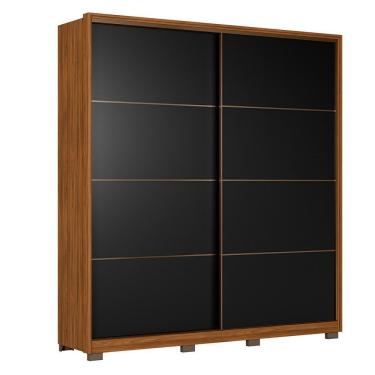 Imagem de Guarda Roupa Casal Belga 2 Portas Deslizantes Nogueira-preto Prime Tx Com Pés - Demartêz Nogueira-preto Prime Tx