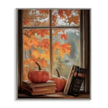 Imagem de Stupell Industries Cozy Fall Window Books Black Framed Giclee Art, design by Arlington Prints, 76 x 61 cm