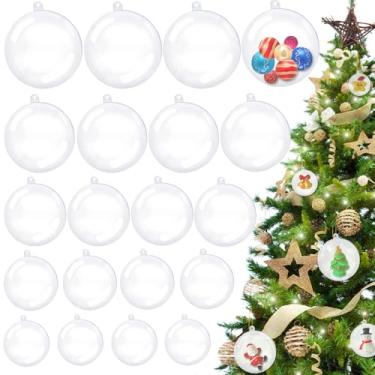 Imagem de Pacote com 25 enfeites de plástico transparente, bolas de pendurar de Natal, bola de decoração de acrílico DIY para árvore de Natal, decoração de casa, casamento, artesanato (30 mm/40 mm/50 mm/60 mm70