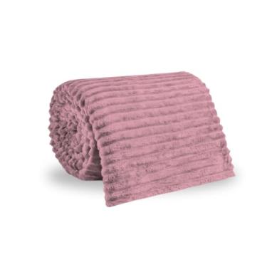 Imagem de Manta de Veludo Microfibra Canelada para Cama de Casal 200x180 cm – Macia, Quentinha e Confortável (Rosa)