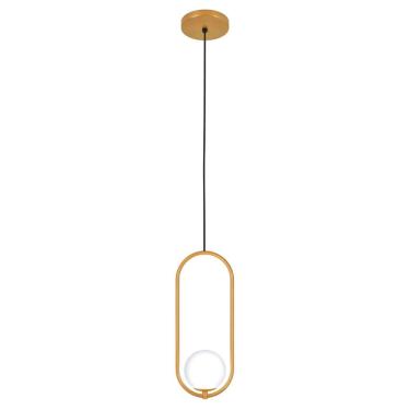Imagem de Luminária Pendente Teto Arco Globo Vidro Sala Cama Dourado