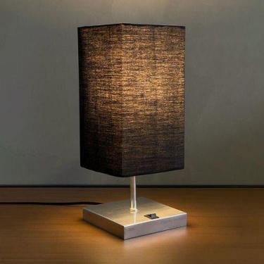 Imagem de Abajur luminária de Mesa Clássico Quadrado aluminio Com Interruptor e 