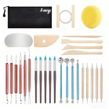 Imagem de ​​Kit Profissional de Ferramentas para Cerâmica Fria com Peças em Aço Inoxidável, para Esculpir, Modelar e Texturizar Argila, Biscuit e Massa Modelar, Escultura e Hobbies Criativos​