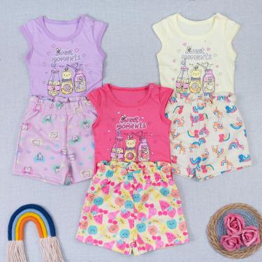 Imagem de Kit Verão Menina Blusinha Cavada Estampada E Shorts Cinturado