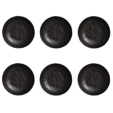 Imagem de Conjunto De Pratos Fundos 06 Peças Linhas Preto Matte Porto Brasil
