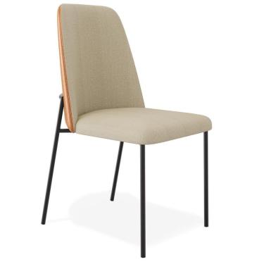 Imagem de Cadeira Decorativa Estofada Sala De Jantar Bella L02 Couríssimo Whisky Linho Bege Escuro - Lyam Decor