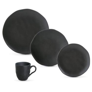 Imagem de Aparelho De Jantar 16 Peças Orgânico Preto Matte Porto Brasil