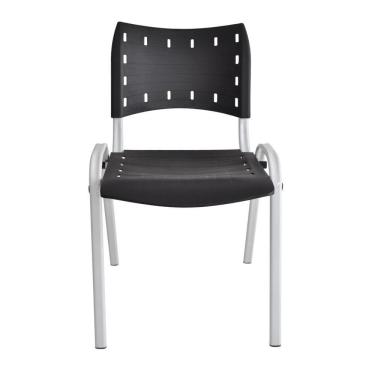 Imagem de Cadeira Iso para Escola Escritório Comércio Preta Base Branca