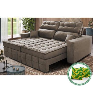 Imagem de Sofá Retrátil E Reclinável 1,80m Molas Ensacadas E Costura Tripla Cama Inbox Japão Velusoft Castor