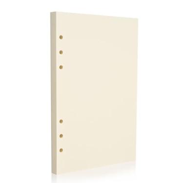 Imagem de Refil de papel A5 com 6 furos – Caneta-tinteiro bege de 100 g/m² e caneta de gel, folha solta para fichários de 6 anéis, em branco, sem sangramento – diário, planejamento, anotações. Compatível com