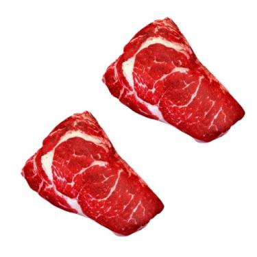 Imagem de Calsgkspray 2 peças de comida realista para cães, brinquedo de pelúcia de bife, brinquedo de mastigar filhote de pelúcia com barulho, brinquedo macio para animais de estimação em forma de comida para