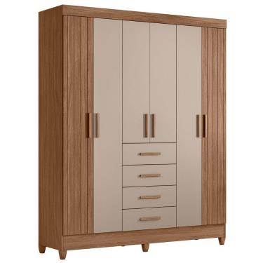 Imagem de Guarda Roupa Casal 6p 165 Cm Aruba Carvalho Fendi Friso Moval