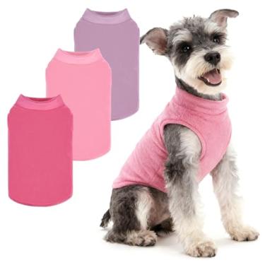 Imagem de PUPTECK Pacote com 3 suéteres de lã para cães, casaco leve de gola rolê, pulôver ultramacio para filhotes de cachorro roupas quentes de inverno para cães pequenos e médios para clima frio, fúcsia