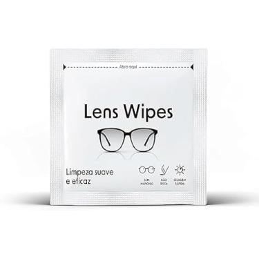 Imagem de Kit 100 Lenços de Limpeza para Óculos, Lenços para Limpar Lentes, Embalados individualmente, Lens Wipes