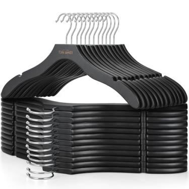 Imagem de TOPIA HANGER Cabides de madeira, pacote com 24, suéter de madeira premium, cabides sem batidas, gancho giratório 360° e entalhes cortados, cabides para suéter, moletom, camisas, jaquetas, vestido